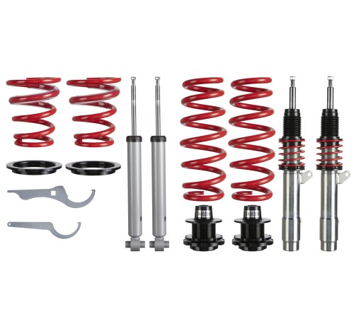 JOM Kit suspension combiné fileté Redline approprié pour  BMW 1er (F20/21), 114/ 116/ 118/ 120/ 125, Dés 2011, NON pour xDrive - Amortisseurs filetés / ressort - Qualité Allemande